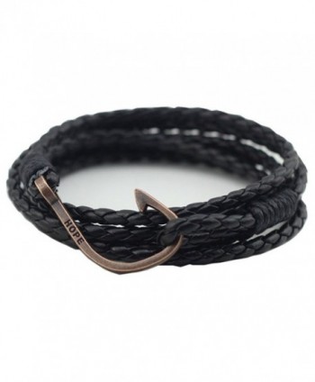 UNIONTOP Mens Womens PU Leather Bracelet Hope Bracelet Personality Multi-Layer Black - CM12F2LKSWN