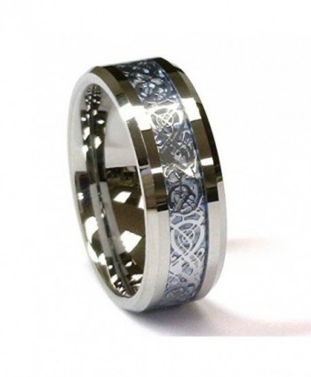 8 mm Titanium & Blue Celtic Dragon Inlay Unisex Wedding Band Ring by Cohro CJTI302 - CA11TOJH977