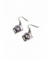 SLR Camera with Crystal Lens Silver Toned Dangle Earrings - C212DA4E38N