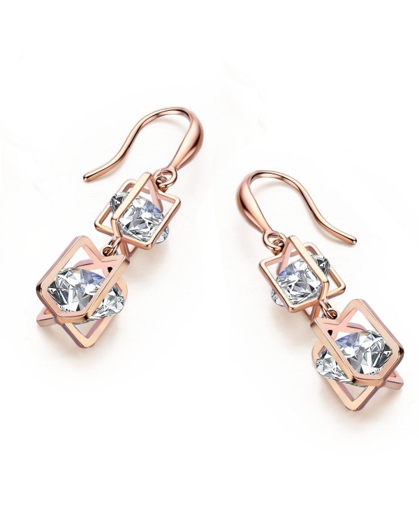 SBLING 18K Rose Gold Plated Cubic Zirconia Drop Earrings(9.5 cttw) - C8120I03M3F