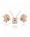 Ornaments Women's Jewelry Set Earrings Necklace Rose Gold White Flower Ear Clip - CG11O0XYNOT