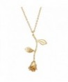 Cyntan Rose Flower Pendent Necklaces For Women Gold Tone Metal Chain - Style 1 - CC189WTD2HH