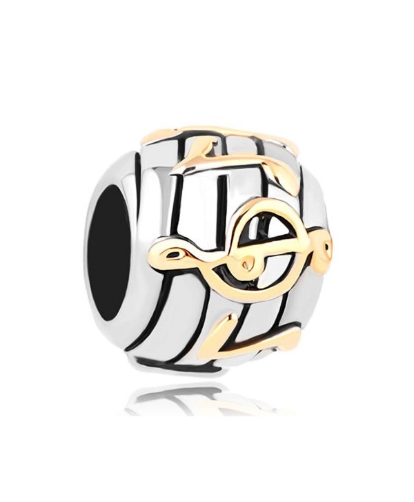 ThirdTimeCharm Golden Music Note Charms Beads Fit European Charm Bracelets - CY12O6MQ2VS
