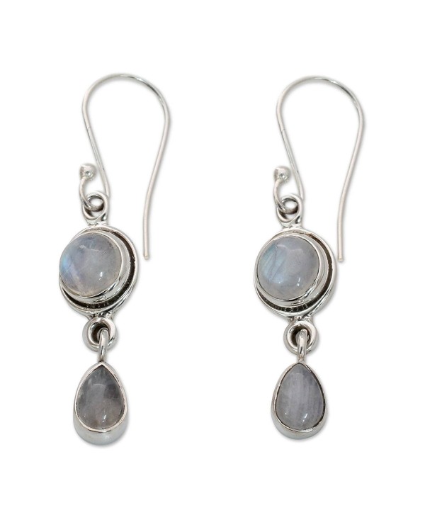 NOVICA Moonstone .925 Sterling Silver Dangle Earrings 'Shimmer' - C411G3WDQ0R