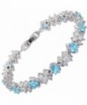 Simulated Aquamarine Plated Tennis Bracelet