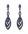 EVER FAITH Women's Crystal Double Marquise Shape Dangle Earrings Blue Sapphire-Color Black-Tone - CU12G5T96KV