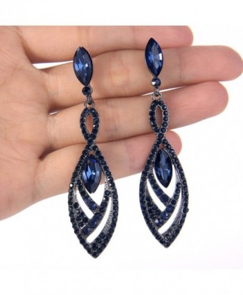 EVER FAITH Marquise Sapphire Color Black Tone in Women's Drop & Dangle Earrings