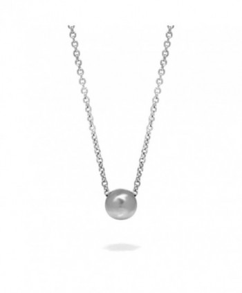 Stainless Steel Simple Silver Single Bead Slide Necklace- Minimalist Jewelry (16 - 18 Inch) - CA1824W0ZEE