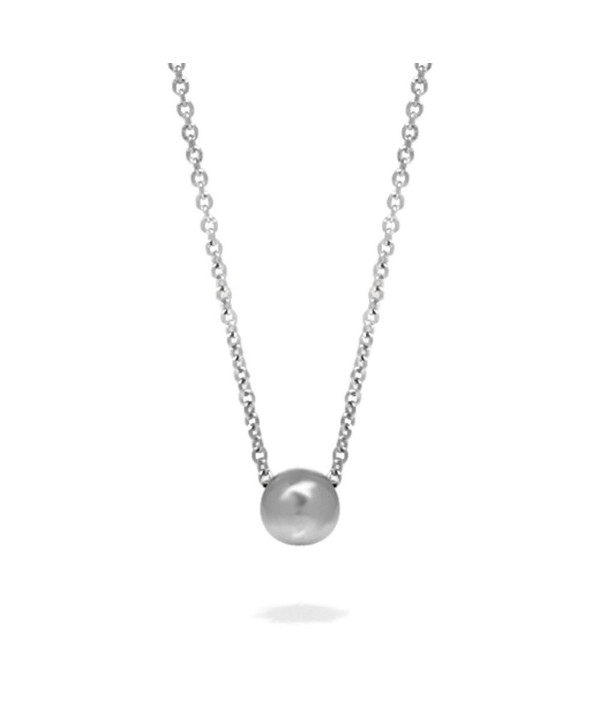 Stainless Steel Simple Silver Single Bead Slide Necklace- Minimalist Jewelry (16 - 18 Inch) - CA1824W0ZEE