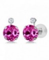 2.08 Ct Pink Created Sapphire White Created Sapphire 14K White Gold Earrings - CT11OWHW5GV