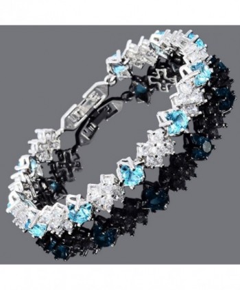 Simulated Aquamarine Plated Tennis Bracelet in Women's Tennis Bracelets