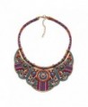 Jewelrydress Women Bohemian Ethnic Personality Unique Handmade Colorful Embroidery Bib Statement Necklace - Blue - CU12O52OW8Q