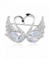 Elegant Luxury Jewelry Silver-tone Clear Cubic Zircon Swan Love Heart Tear Drop Brooches Pins - CB11Z2WEAJJ