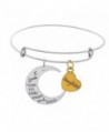 Moon And Heart Pendants "Mom I Love You To The Moon And Back " Expandable Wire Bangle Bracelet - Daughter - CV17AZHZKRA