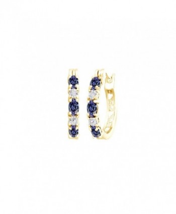 Blue Simulated Tanzanite and White Cubic Zirconia Hoop Earrings In 14k Gold Over Sterling Silver - C112NZP3BBN