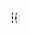 Blue Simulated Tanzanite and White Cubic Zirconia Hoop Earrings In 14k Gold Over Sterling Silver - C112NZP3BBN