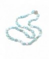 18" Natural Stone Larimar Beads Crystal Magnet Clasp Necklace - CZ18365Z4SZ