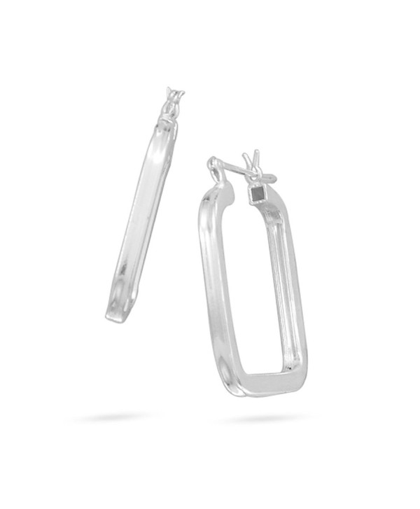 Small Square Shaped Square Tube Post Hoop Earrings Sterling Silver - C8112XBGJ6F