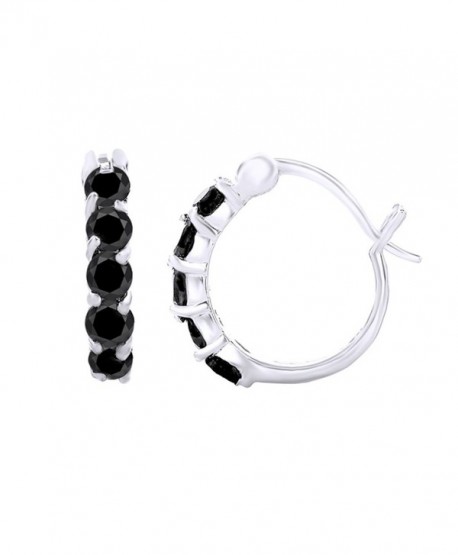 Round Cut Simulated Black Spinel Hoop Earrings In 14K Gold Over Sterling Silver - CF12O56JUHV
