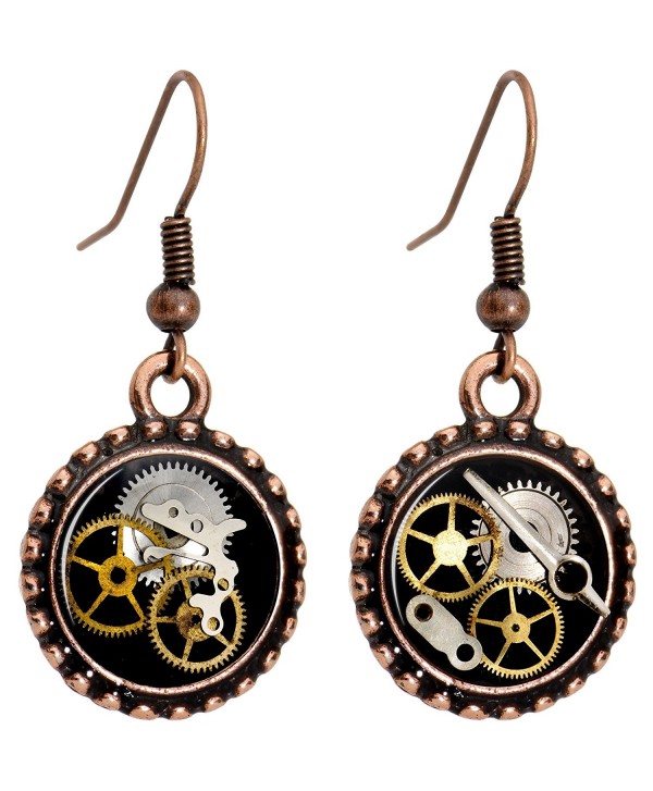 Body Candy Handcrafted Steampunk Pocket Watch Gears Fishhook Earrings - C311FW65VR1