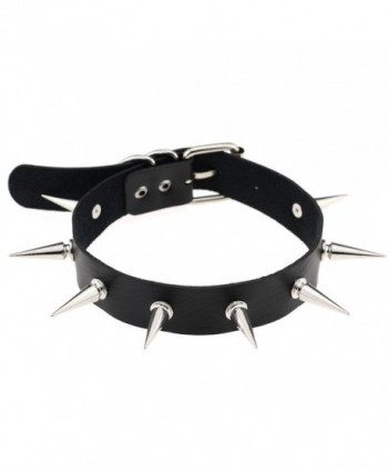 FM42 Unisex Simulated Leather PU Punk Rock Gothic Spikes Rivets Choker Collar Necklace (15 Colors) - CT17YTAN8LW