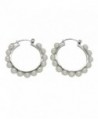 Sterling Silver Cultured Freshwater Pearl Hoop Earrings w/ Click-Down Clasp- 1.2 in (30mm Diam) - CU12HPVVANX