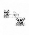 925 Sterling Silver Skull & Crossbones Stud Earrings 28249 - C712IT0GZAR