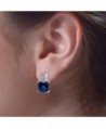 Sterling Silver Created Sapphire Earrings in Women's Drop & Dangle Earrings