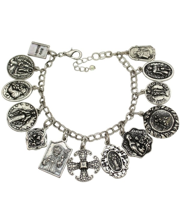 Catholic Religious Prayer Charm Bracelet - Saints Pray For Us - C612J2U4FIN