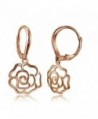Sterling Silver High Polished Open Rose Dangle Leverback Earrings - CR1827Q5ACT