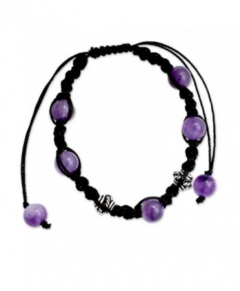 NOVICA Handmade Amethyst Shambhala Style Macrame Bracelet with Sterling Silver Accent 'Violet Peace' - CV127Y4PCY5