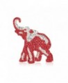 Crimson and Crystal Rhinestone Elephant Brooch - Silver Tone - C717YS75QUX
