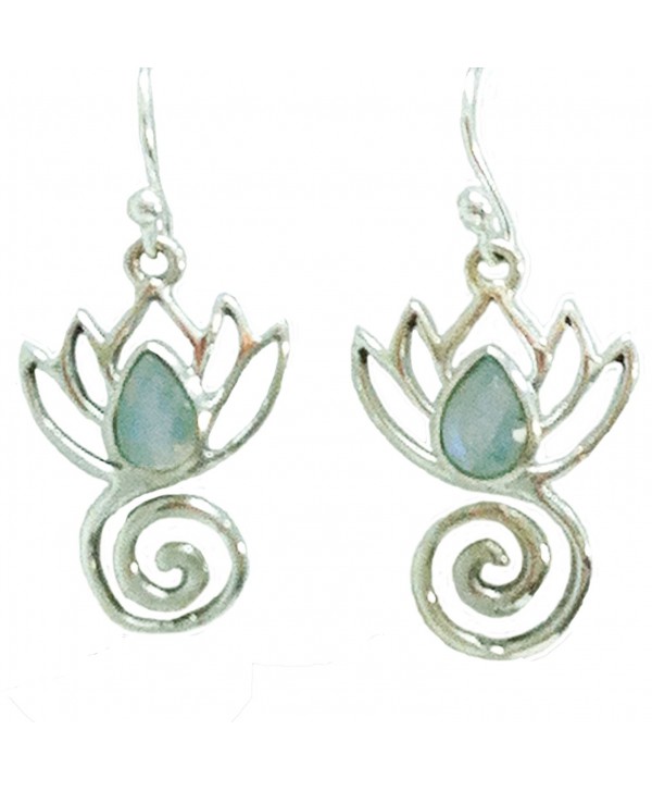 Lotus Swirl Earrings Healing Stone Sterling Silver - CG11P4IWWZL