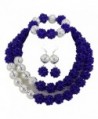 Africanbeads Crystal Ball Jewelry Set-African Beads-Bride Jewelry Set-Wedding Beads Jewelry Set - A-Royal Blue - CT11U8DO6BF