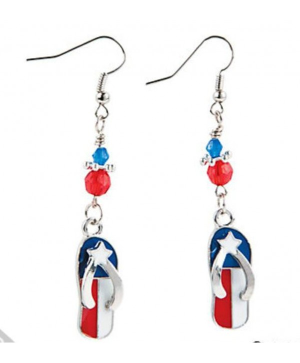 American Patriotic Flip Flop Dangle Earrings 2.5" Jewelry - CD11PQF2MAV