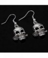 Tibetan Silver Cool Hollow Skull Design Ear Wire Hook Dangle Earrings - CN1238QLVP7