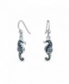 Bling Jewelry Nautical Blue Enamel Seahorse Sterling Silver Drop Earrings - C311EHEDX79