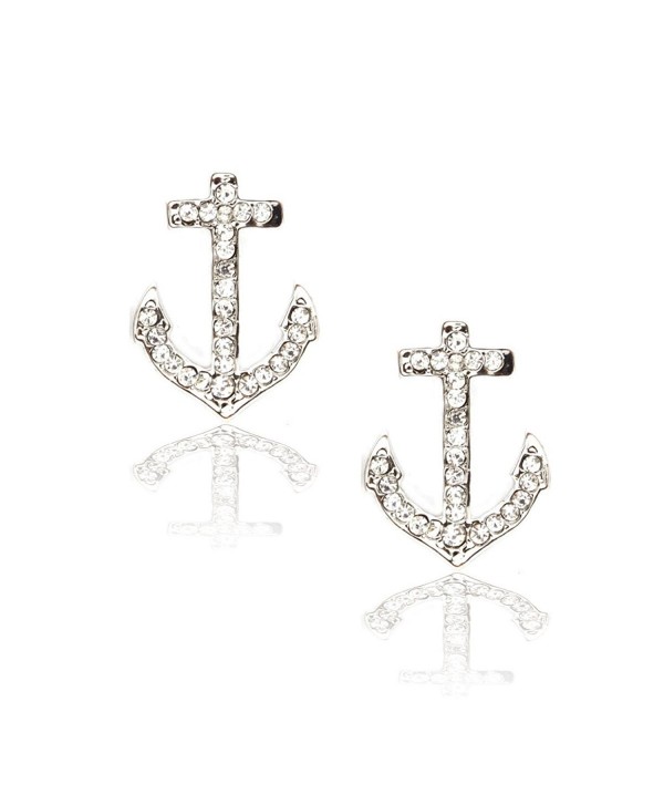 Silver Crystal Anchor Post Earrings - C511BIQ2MB7