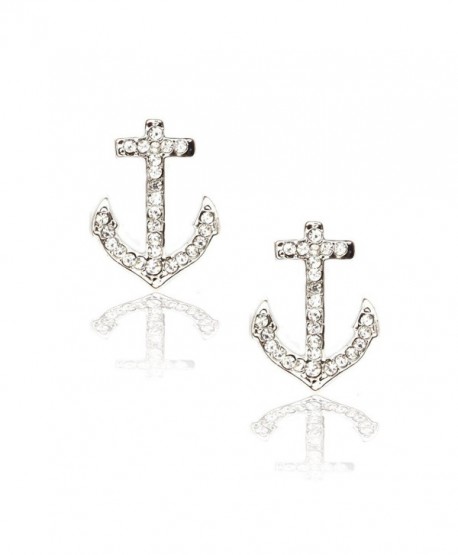 Silver Crystal Anchor Post Earrings - C511BIQ2MB7