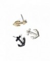 Silver Crystal Anchor Post Earrings