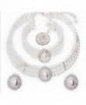 Entire Look White Pearl Bridal Necklace Set- CLIP ON Earring- Bracelet CG3 - CU11FW65BX5