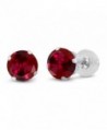 2.00 Ct Round 6mm Red Created Ruby 14K White Gold Stud Earrings - C811H7OGO77