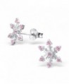 925 Sterling Silver Pink CZ Snowflake Christmas Stud Earrings 19095 - CQ12O66SWGN