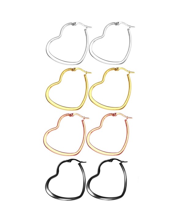 Nicever 40mm 50mm 60mm Stainless Steel Flat Large Heart Hoop Earrings For Women Girls 4 Pairs - 01) 40mm - CT183NZYM6C