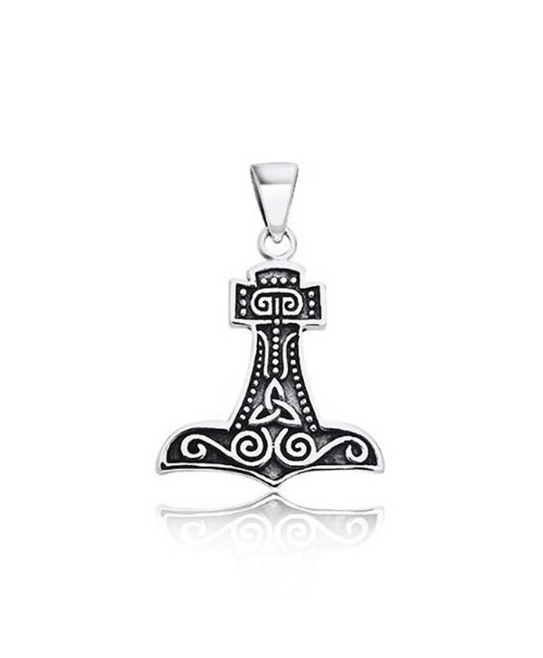 Thors Hammer Celtic Knot Sterling Silver Pendant - CV116Q2KAON