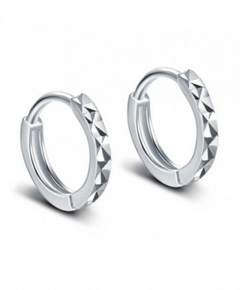 925 Silver Plated Vintage Diamond Cut Smooth Face Womens Hoop Earrings-10MM - C512NU1RPW6