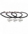Zealmer Love Heart Shaped Sisters Bangle Bracelet Family Jewelry Knitted Hide Rope Words Stamped - Black - CJ12NU3TV3E