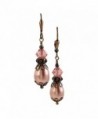 Teardrop Simulated Pearl Vintage Inspired Dangle Earrings with Crystals by Swarovski - Rose/Peach - C512DMUW4XR