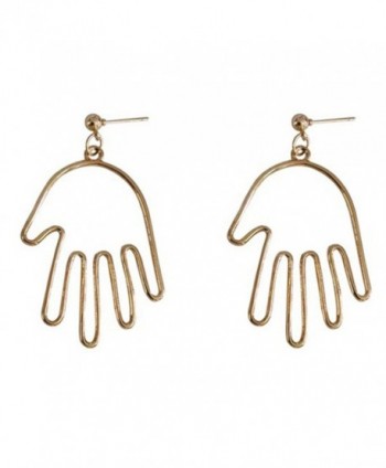 18K Gold Plated Hollow Hands Palm Charm Women Stud Post Earrings - C0187Z2NE08