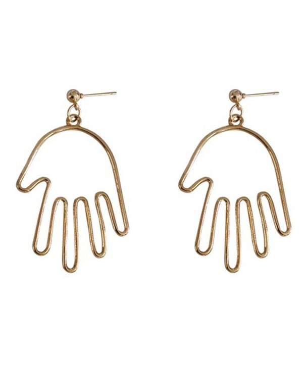18K Gold Plated Hollow Hands Palm Charm Women Stud Post Earrings - C0187Z2NE08